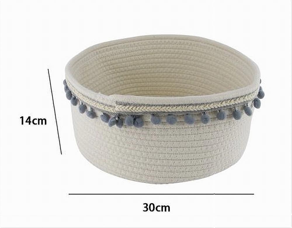 CESTO PORTA OGGETTI PER BIANCHERIA IN CORDA PON PON GRIGI CESTINO 30X14 CM 10671 - 5