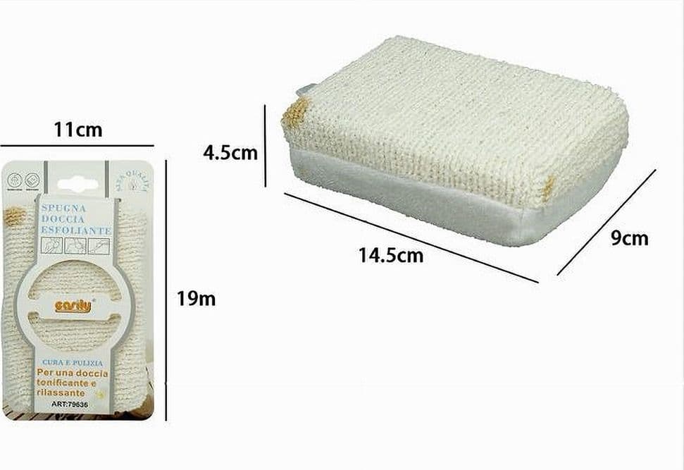 SPUGNA DOCCIA ESFOLIANTE TONICA RILASSA PER CURA PELLE CORPO BAGNO BIANCA 79636 - 2