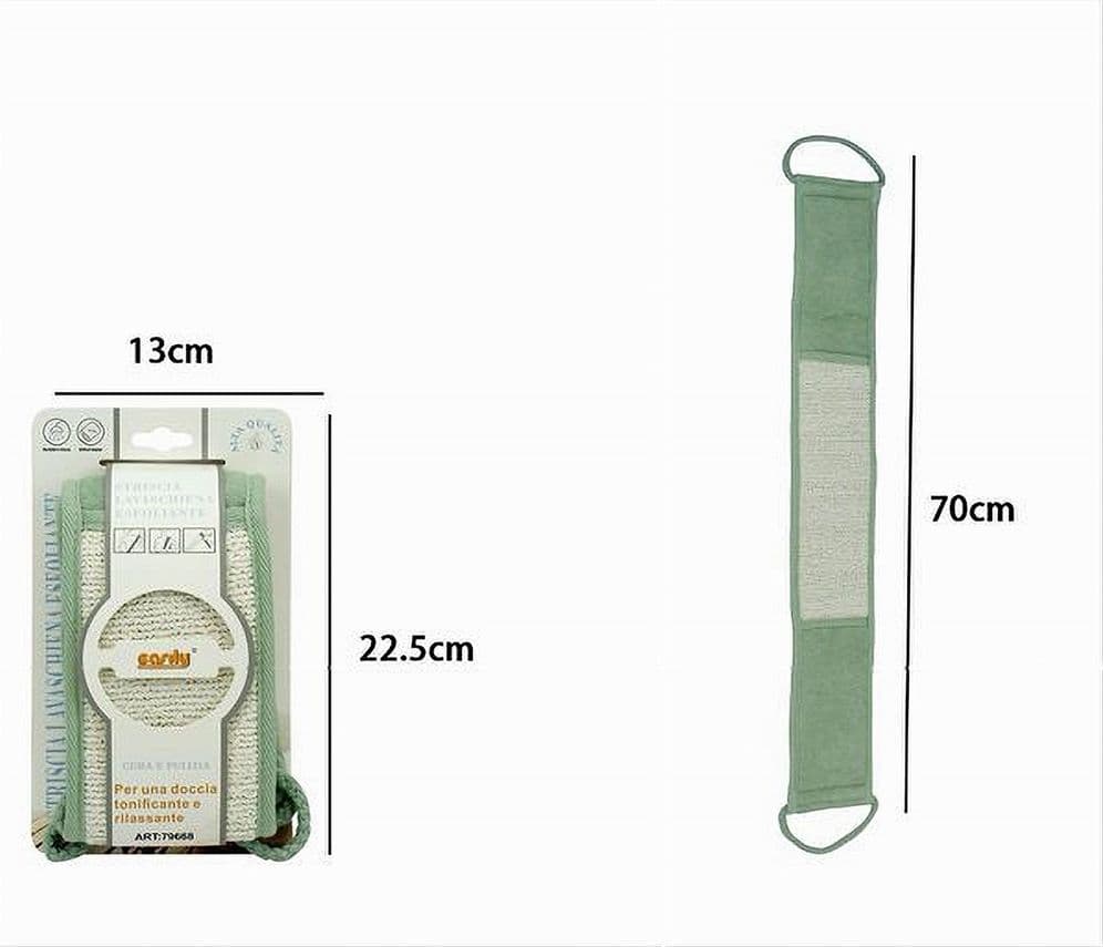 FASCIA SPUGNA LAVASCHIENA ESFOLIANTE BAGNO DOCCIA STRISCIA LAVA SCHIENA VERDE 79668 - 2