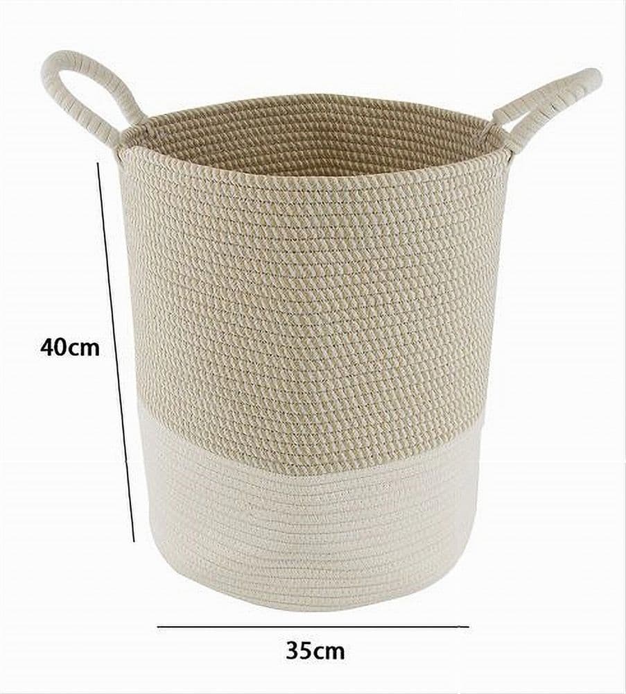 CESTO PORTA BIANCHERIA OGGETTI IN CORDA INTRECCIATA CON MANICI 35 X 40 CM 10678 - 2