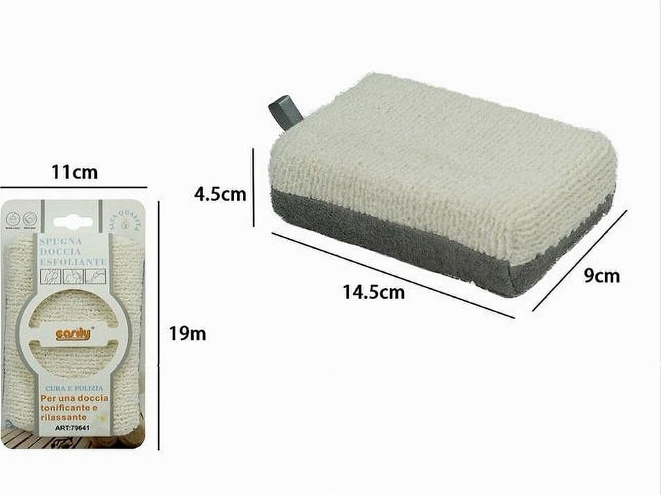 SPUGNA DOCCIA ESFOLIANTE TONICA RILASSA PER CURA PELLE CORPO BAGNO GRIGIA 79641 - 2