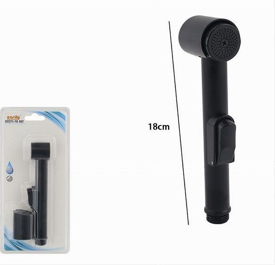 SPRUZZATORE DOCCETTA PER BIDET WC PULIZIA DOCCIA VASCA DA BAGNO 18 CM NERO 87547 - 2