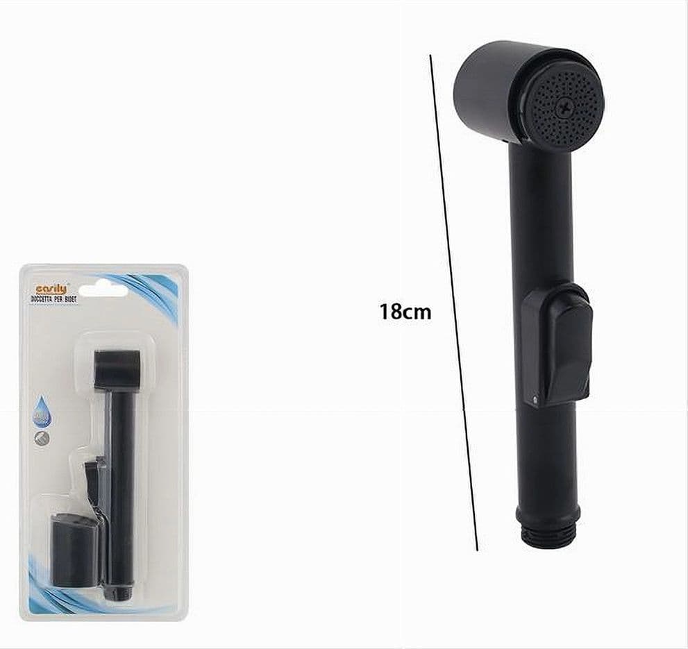 SPRUZZATORE DOCCETTA PER BIDET WC PULIZIA DOCCIA VASCA DA BAGNO 18 CM NERO 87547 - 2