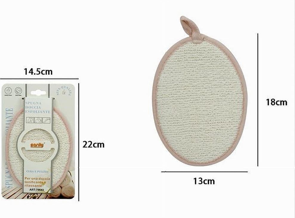 SPUGNA PER DOCCIA BAGNO ESFOLIANTE PER CURA PELLE CORPO 13X18CM ROSA OVALE 79643 - 2