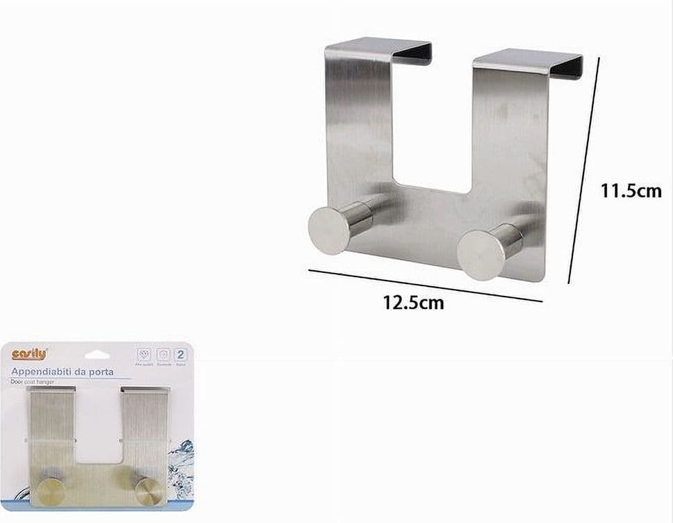 APPENDIABITI DA PORTA CON 2 GANCI 12.5 X 11.5CM SILVER ASCIUGAMANI VESTITI 87783 - 4