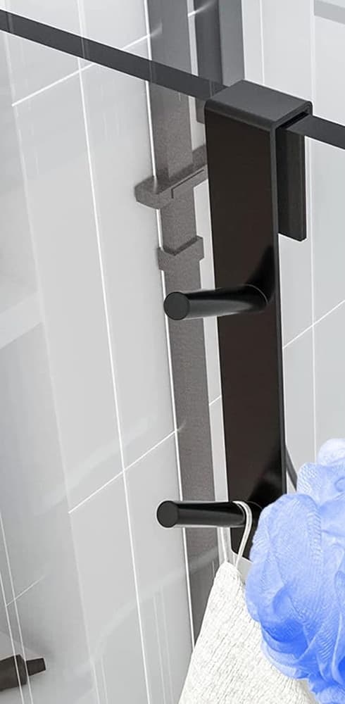 GANCIO DOPPIO PER PORTA BOX DOCCIA APPENDERE ASCIUGAMANI BAGNO 4X18CM NERO 87771 - 9