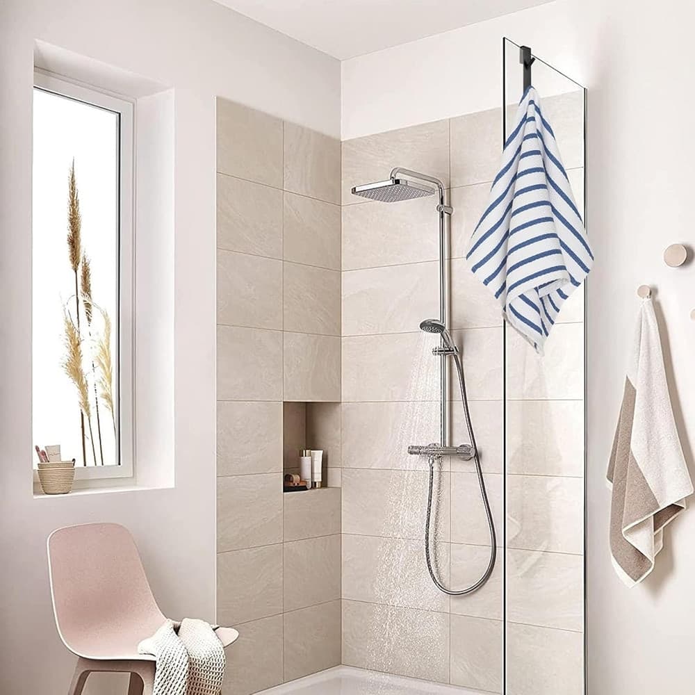 GANCIO DOPPIO PER PORTA BOX DOCCIA APPENDERE ASCIUGAMANI BAGNO 4X18CM NERO 87771 - 10