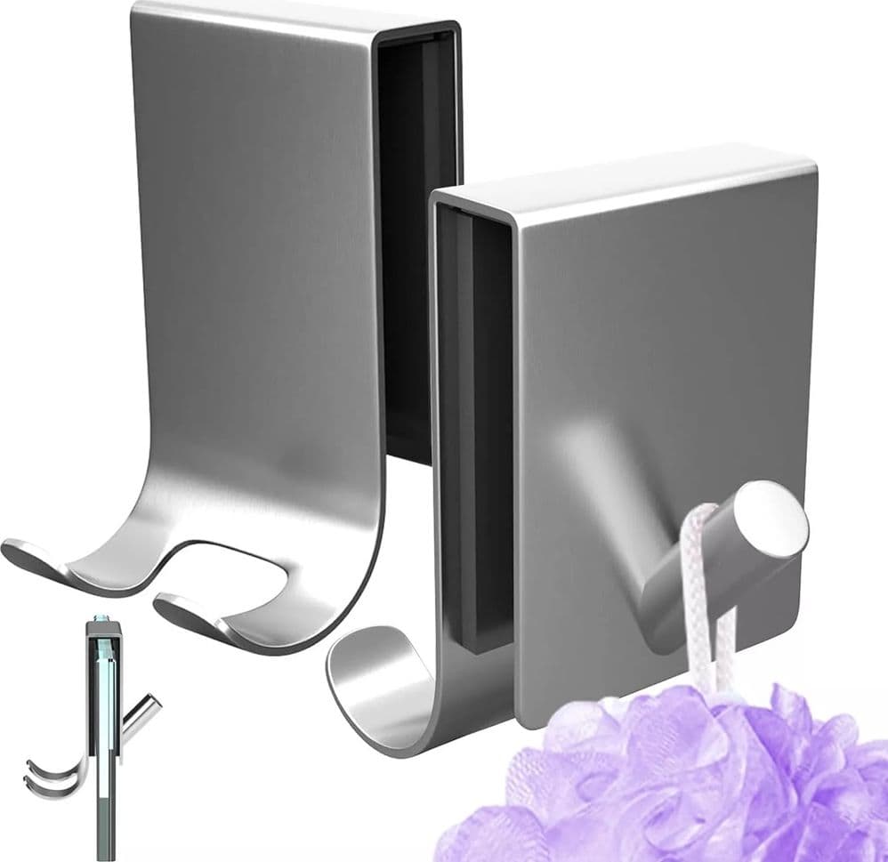 GANCIO BIFACCIALE PORTA BOX DOCCIA A 3 GANCI ACCAPPATOIO TERGIVETRO BAGNO 87768 - 7