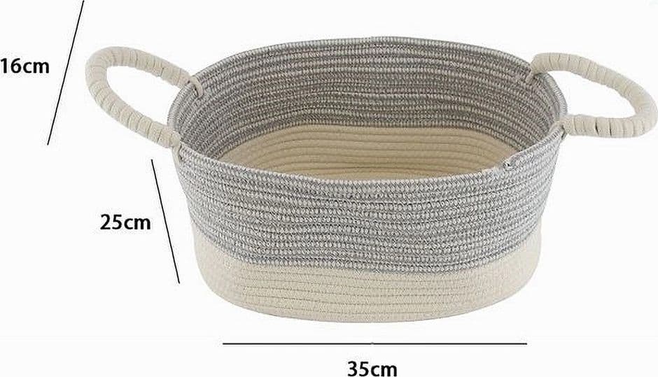 CESTO PORTA BIANCHERIA OGGETTI CORDA INTRECCIATA OVALE MANICI 35X25X16 CM 10679 - 2