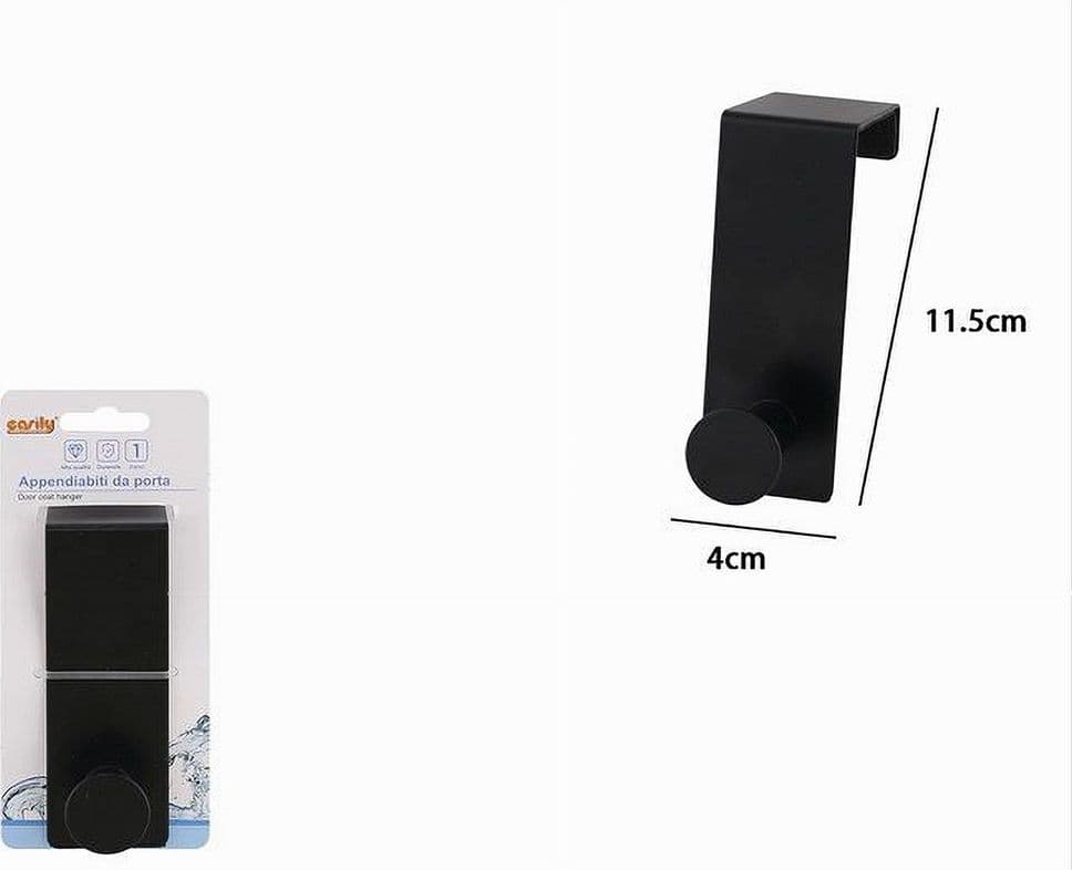 APPENDIABITI DA PORTA CON 1 GANCIO 4X11.5 CM NERO PER ASCIUGAMANI VESTITI 87774 - 2