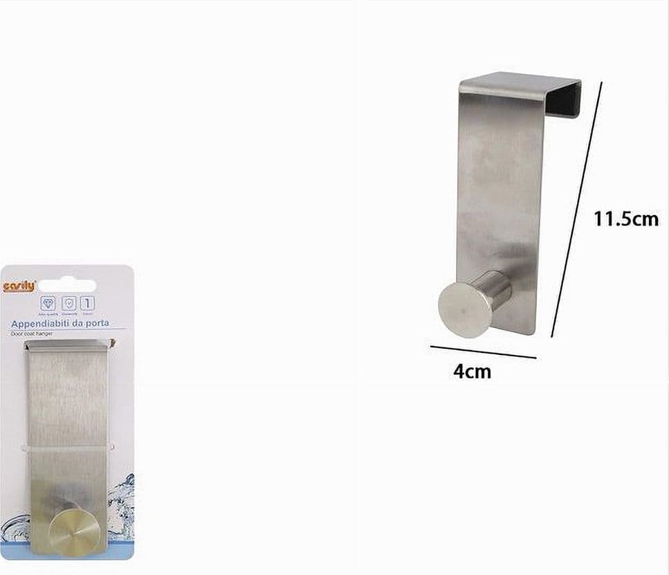 APPENDIABITI DA PORTA CON 1 GANCIO 4X11.5CM SILVER PER ASCIUGAMANI VESTITI 87782 - 4