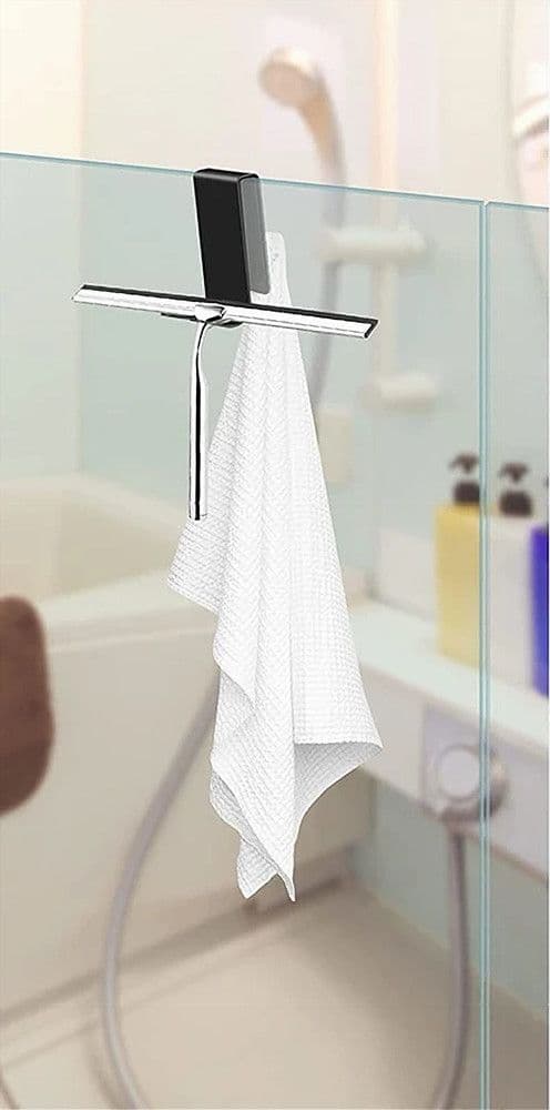 GANCIO BIFACCIALE PER BOX DOCCIA 3 GANCI ACCAPPATOIO TERGIVETRO BAGNO NERO 87773 - 8