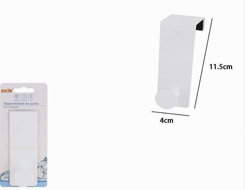 APPENDIABITI DA PORTA CON 1 GANCIO 4X11.5CM BIANCO PER ASCIUGAMANI VESTITI 87778 - 2