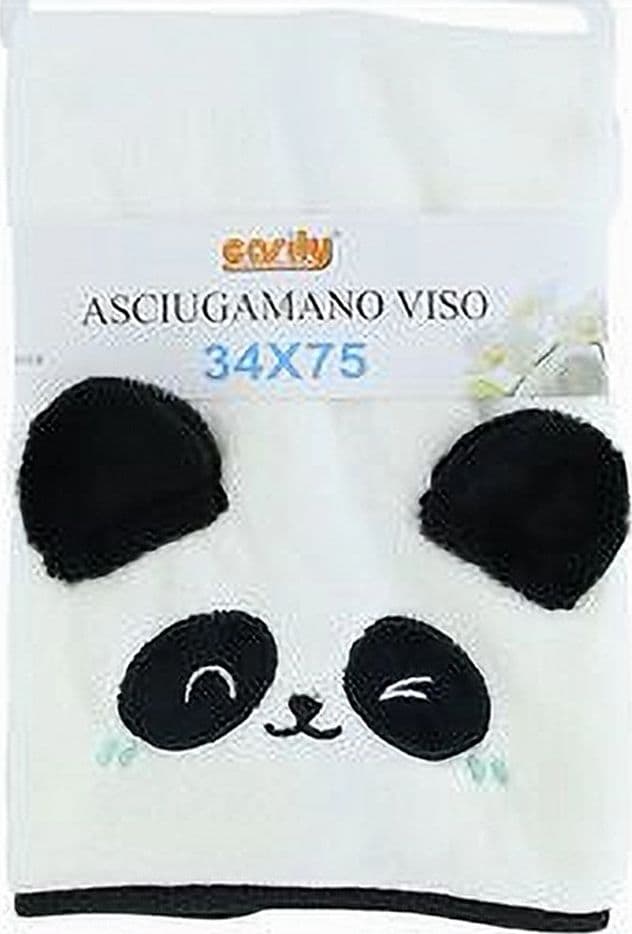 ASCIUGAMANO VISO 34X75 CM IN TESSUTO MORBIDO CON FACCIA PANDA BAGNO OSPITE 10733 - 3