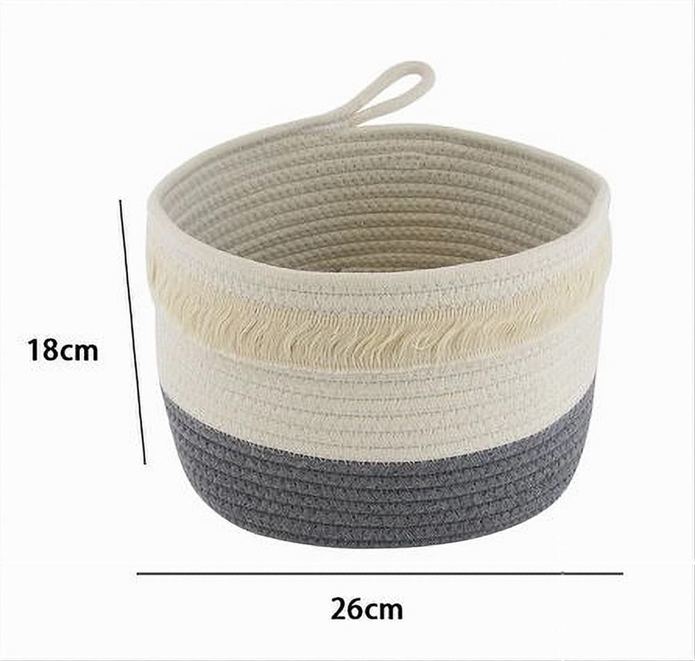 CESTINO PORTA BIANCHERIA OGGETTI CORDA INTRECCIATA CESTO ORGANIZER 26X18CM 10655 - 2