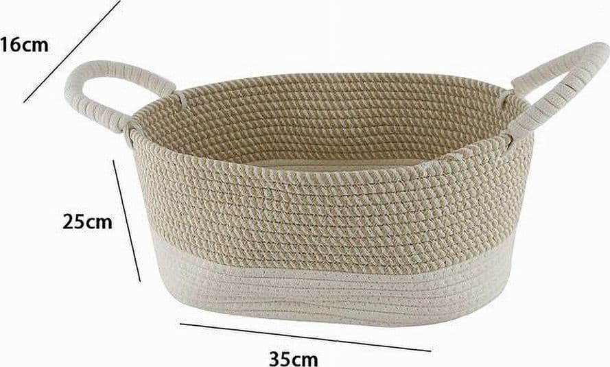 CESTO PORTABIANCHERIA OGGETTI CORDA INTRECCIATA OVALE CON MANICI 35X25X16CM 10677 - 2