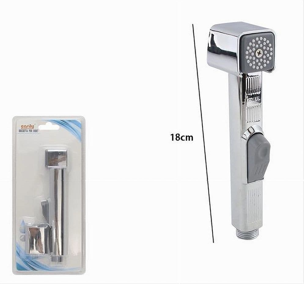DOCCETTA SPRUZZATORE BIDET WC DOCCIA SHATTAF PULIZIA 18 CM SILVER SQUDRATO 87549 - 2
