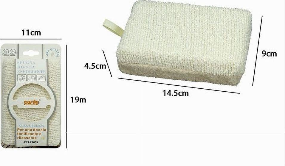 SPUGNA DOCCIA ESFOLIANTE TONICA RILASSA CURA DELLA PELLE CORPO BAGNO BEIGE 79639 - 2