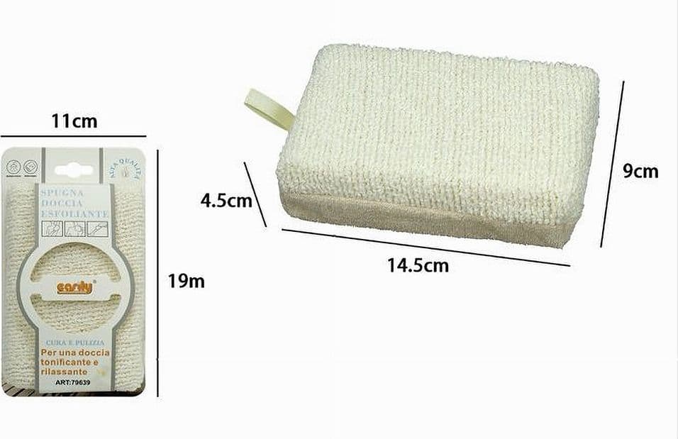 SPUGNA DOCCIA ESFOLIANTE TONICA RILASSA CURA DELLA PELLE CORPO BAGNO BEIGE 79639 - 2