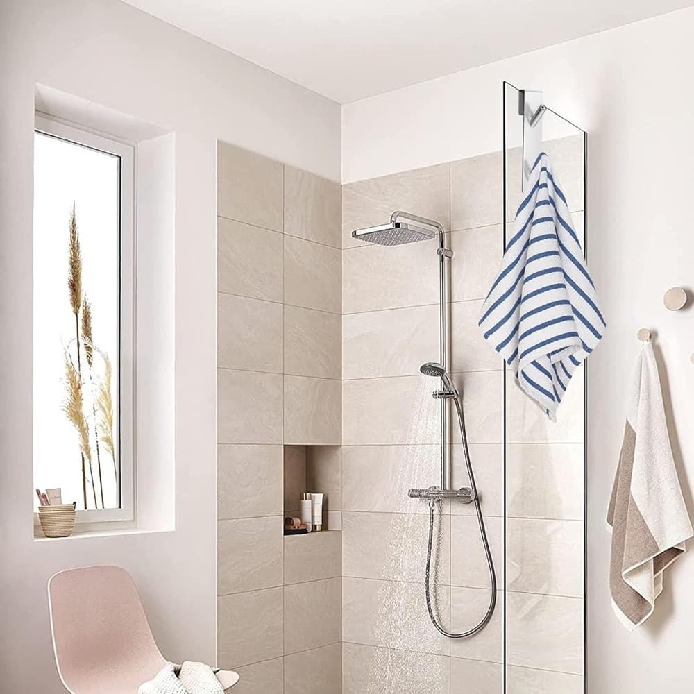 GANCIO DOPPIO PER PORTA BOX DOCCIA PER APPENDERE ASCIUGAMANI BAGNO 4X18 CM 87766 - 12