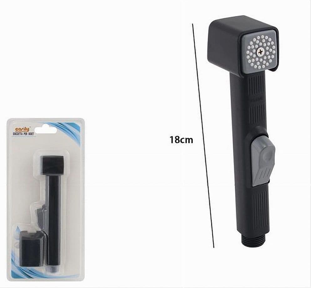 DOCCETTA SPRUZZATORE PER BIDET WC DOCCIA SHATTAF PULIZIA 18CM NERO SQUDRATO 87550 - 2