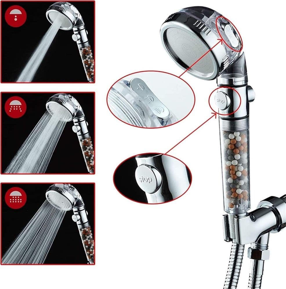 DOCCETTA SOFFIONE DOCCIA BAGNO CON FILTRO PULSANTE DOCCINO PER IDROTERAPIA 87541 - 10