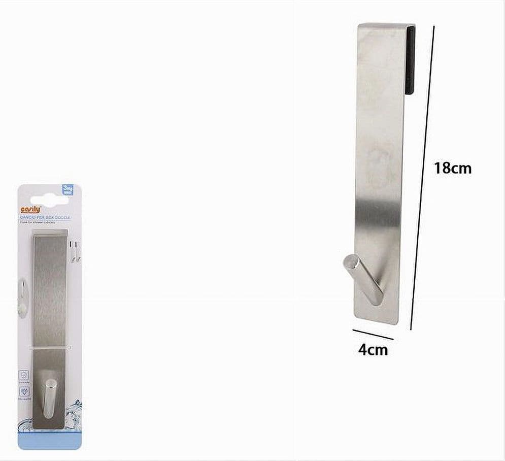 GANCIO PER PORTA BOX DOCCIA APPENDI ASCIUGAMANO ACCAPPATOIO BAGNO 4 X 18CM 87765 - 8