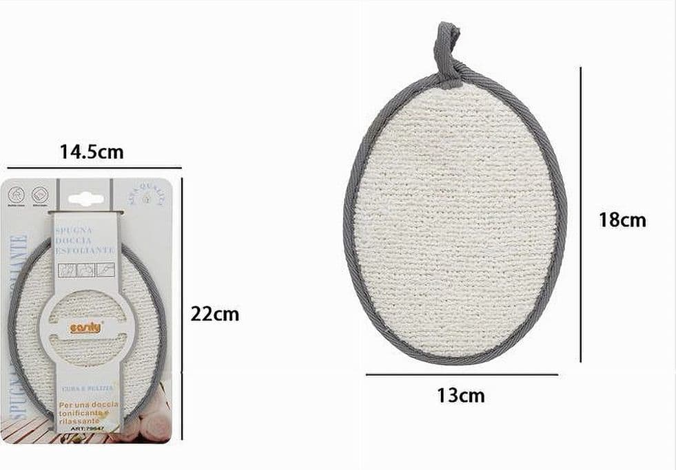 SPUGNA PER DOCCIA BAGNO ESFOLIANTE CURA PELLE CORPO 13 X 18CM GRIGIA OVALE 79647 - 2