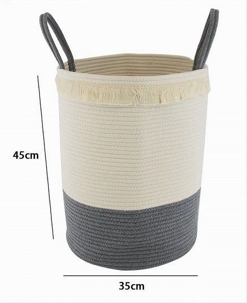 CESTO PORTA BIANCHERIA SPORCA CORDA INTRECCIATA BORSA CON MANICI 35X45 CM 10654 - 2