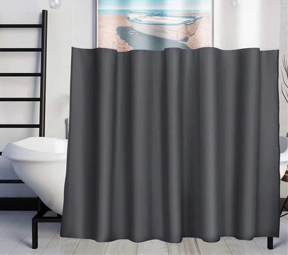 TENDA DA DOCCIA VASCA BAGNO PEVA CON 12 GANCI 180X200CM TRASPARENTE GRIGIO 69493 - 4
