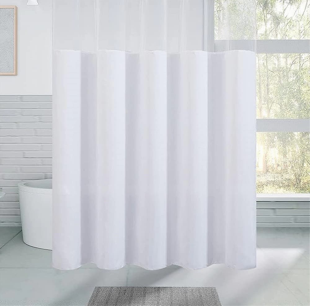 TENDA DA DOCCIA VASCA BAGNO PEVA CON 12 GANCI 180X200CM TRASPARENTE BIANCO 69491 - 5