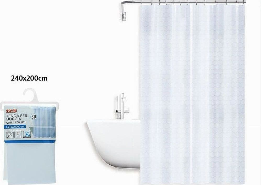 TENDA PER DOCCIA VASCA DA BAGNO EFFETTO 3D A NIDO D'APE 240X200CM 12 GANCI 87602 - 2