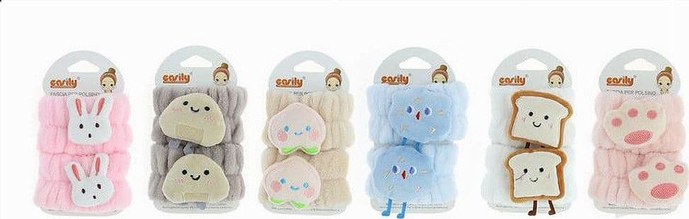 SET 2PZ FASCIA PER POLSO POLSINO PULIZIA VISO DESIGN VARI MODELLI 6 COLORI 10756 - 3