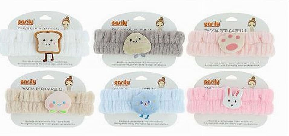 FASCIA PER CAPELLI DOCCIA SHAMPOO TRUCCO SPUGNA MODELLI VARI IN 6 COLORI 10755 - 3
