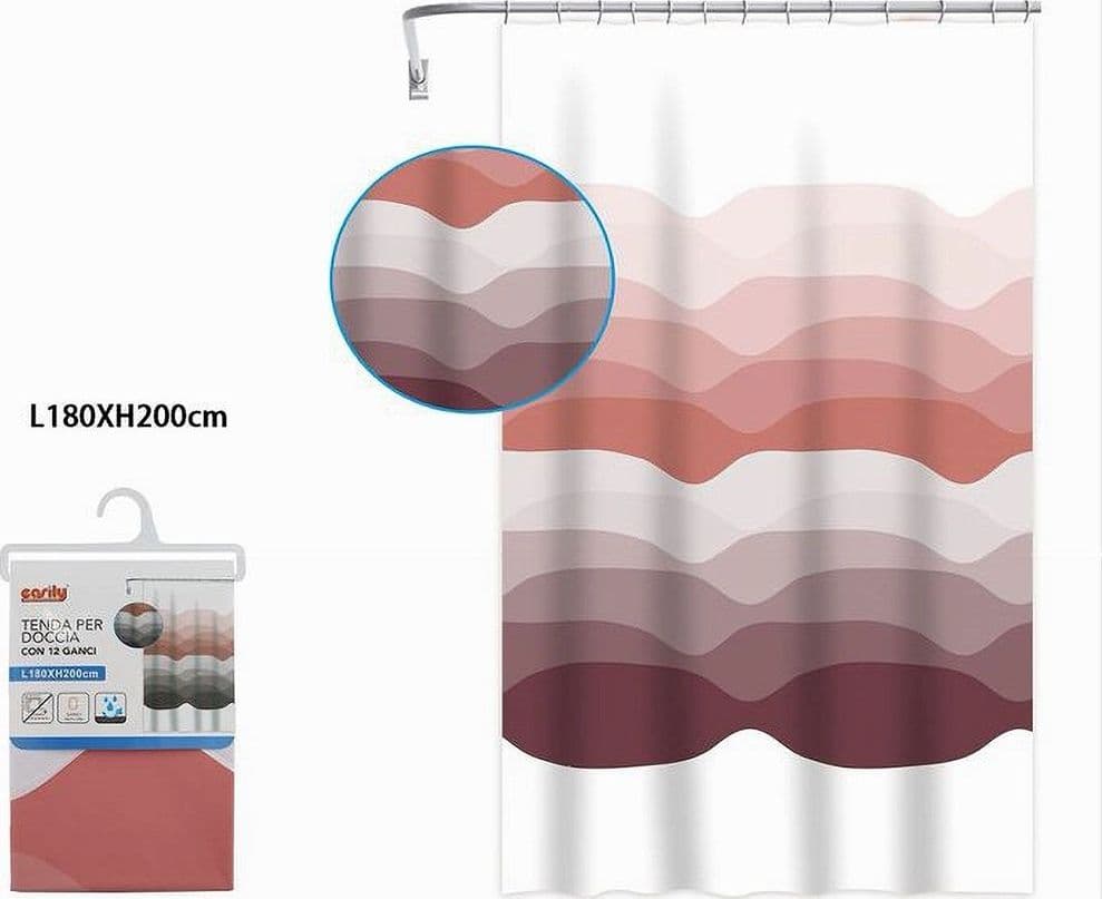 TENDA PER DOCCIA VASCA BAGNO CON 12 GANCI GRADAZIONI DI COLORE 180X200 CM 87573 - 2
