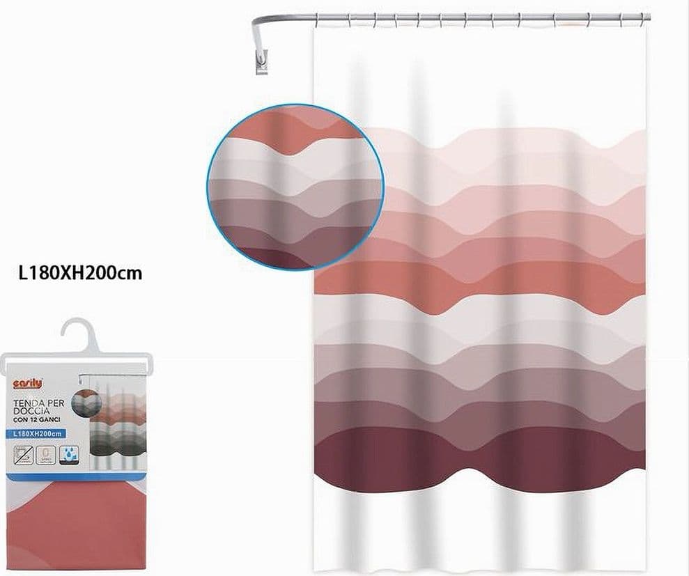 TENDA PER DOCCIA VASCA BAGNO CON 12 GANCI GRADAZIONI DI COLORE 180X200 CM 87573 - 2