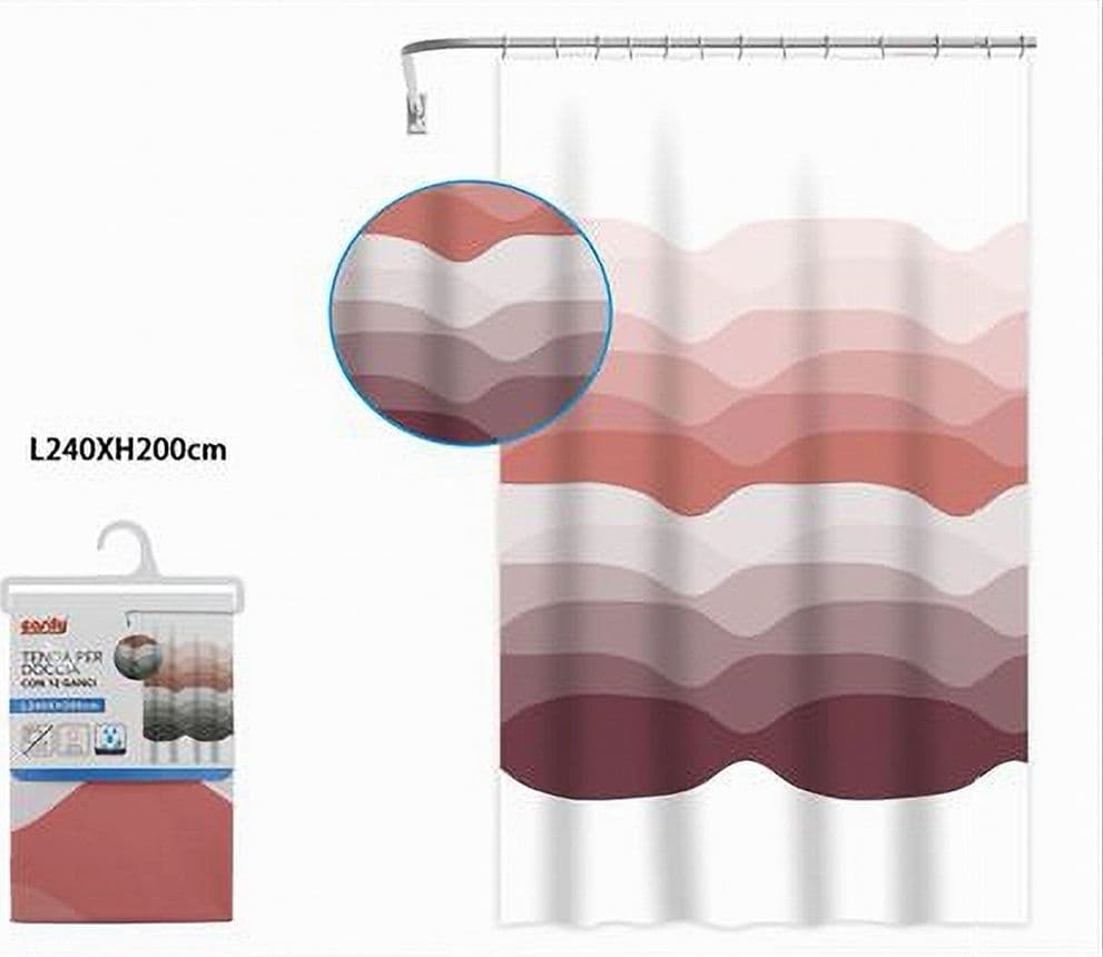 TENDA PER DOCCIA VASCA BAGNO CON 12 GANCI GRADAZIONI DI COLORE 240 X 200CM 87574 - 2