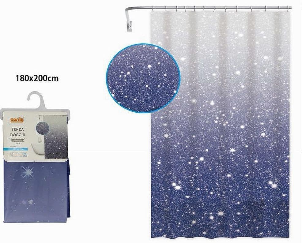 TENDA PER DOCCIA VASCA DA BAGNO GALASSIA IMPERMEABILE 180X200CM CON ANELLI 79218 - 2