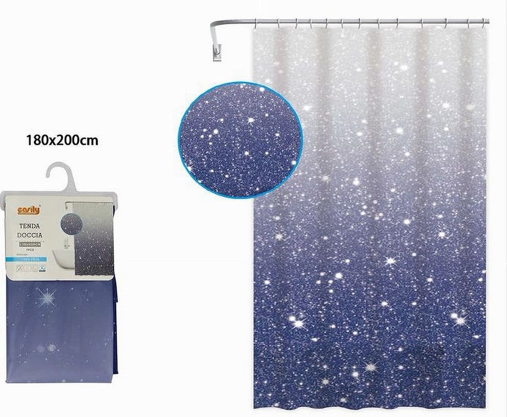 TENDA PER DOCCIA VASCA DA BAGNO GALASSIA IMPERMEABILE 180X200CM CON ANELLI 79218 - 2