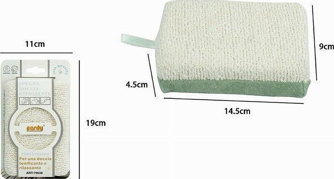SPUGNA DOCCIA ESFOLIANTE TONICA RILASSA PER CURA PELLE CORPO BAGNO VERDE 79638 - 2