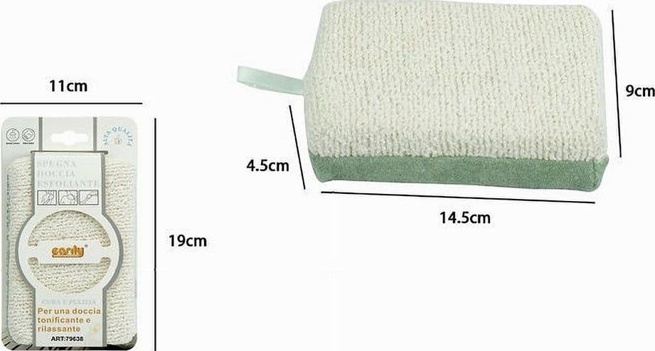 SPUGNA DOCCIA ESFOLIANTE TONICA RILASSA PER CURA PELLE CORPO BAGNO VERDE 79638 - 2