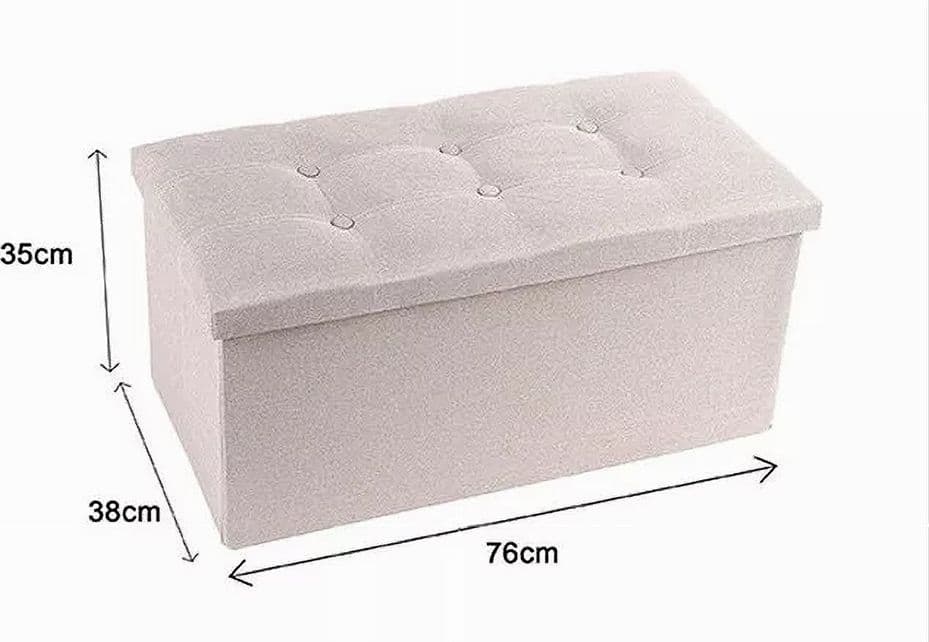 POUFF PUFF POUF CONTENITORE IMBOTTITO PORTAOGGETTI SEDUTA BEIGE 76X38X35CM 79425 - 2