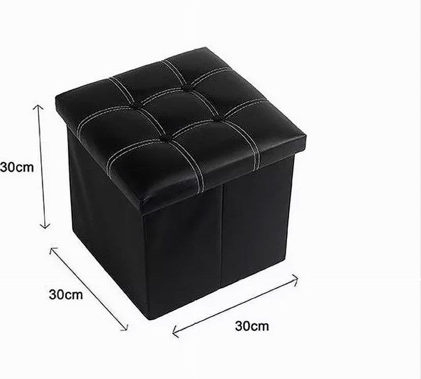 POUFF PUFF POUF CONTENITORE IMBOTTITO PORTAOGGETTI SEDUTA NERO 30X30X30 CM 79427 - 2