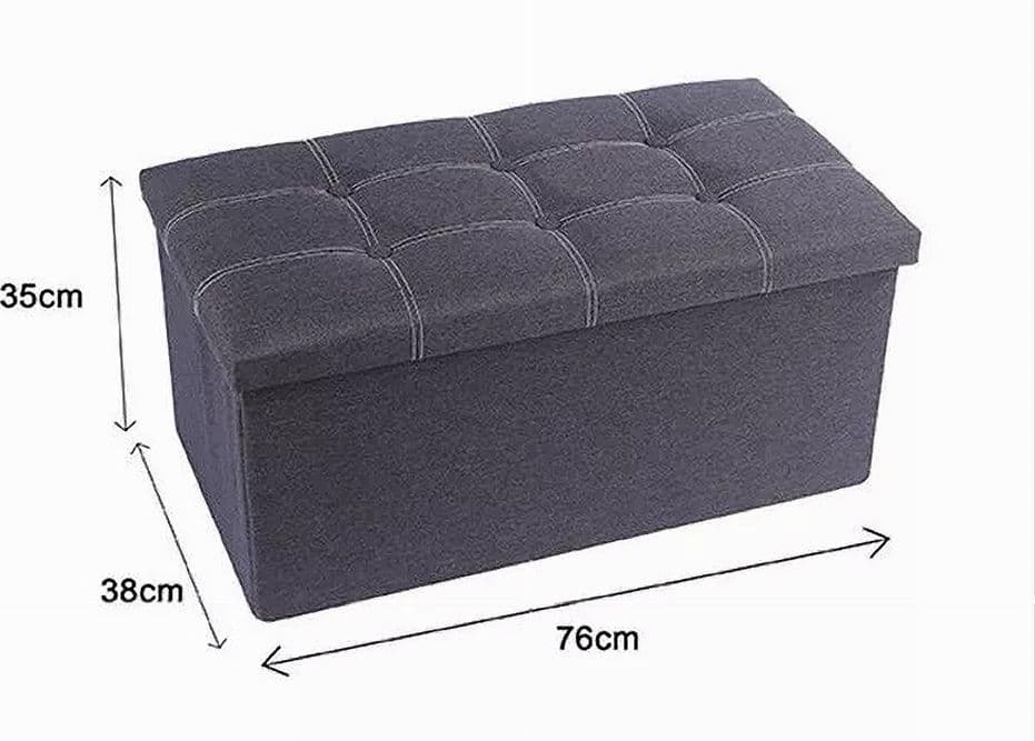 POUFF PUFF POUF CONTENITORE IMBOTTITO PORTAOGGETTI SEDUTA GRIGIO 76X38X35CM 79426 - 2