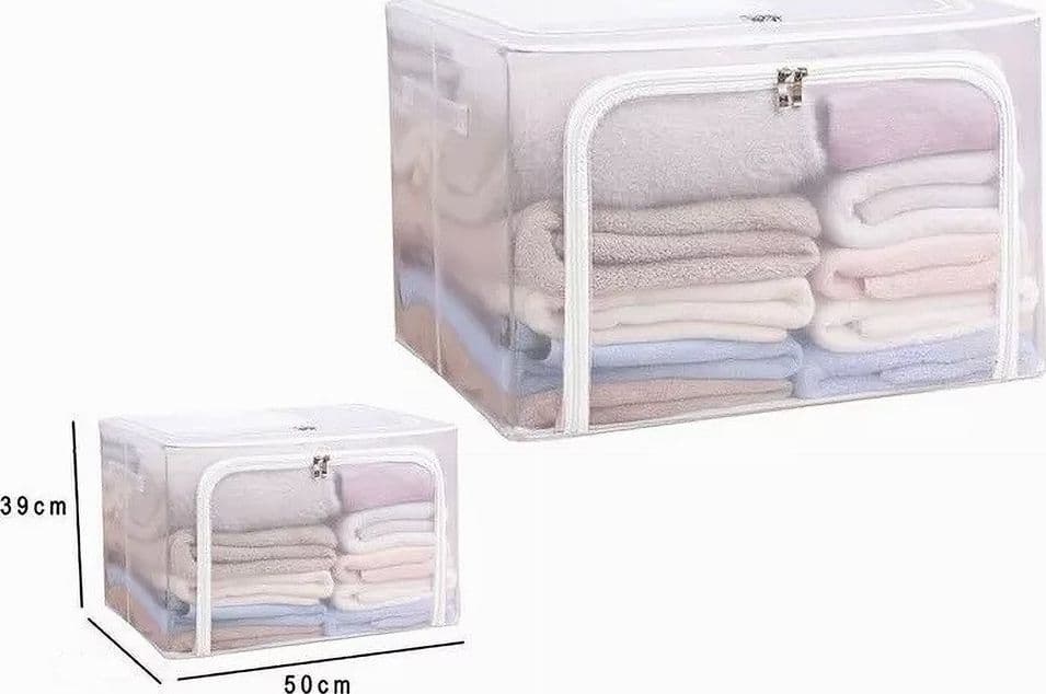 BOX SCATOLA SALVASPAZIO PORTATUTTO VESTITI ARMADIO ORGANIZER 50X40X39 CM 59982 - 2