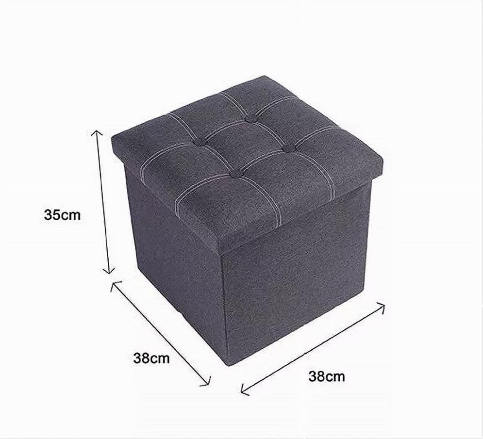 POUFF PUFF POUF CONTENITORE IMBOTTITO PORTAOGGETTI SEDUTA GRIGIO 38X38X35CM 79424 - 2