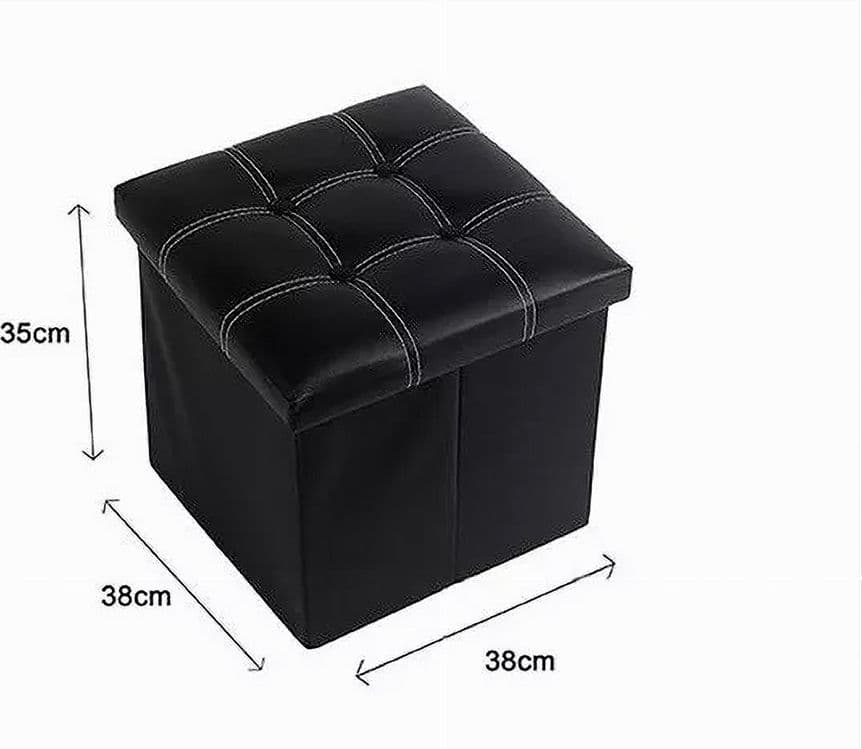 POUFF PUFF POUF CONTENITORE IMBOTTITO PORTAOGGETTI SEDUTA NERO 38X38X35 CM 79429 - 2