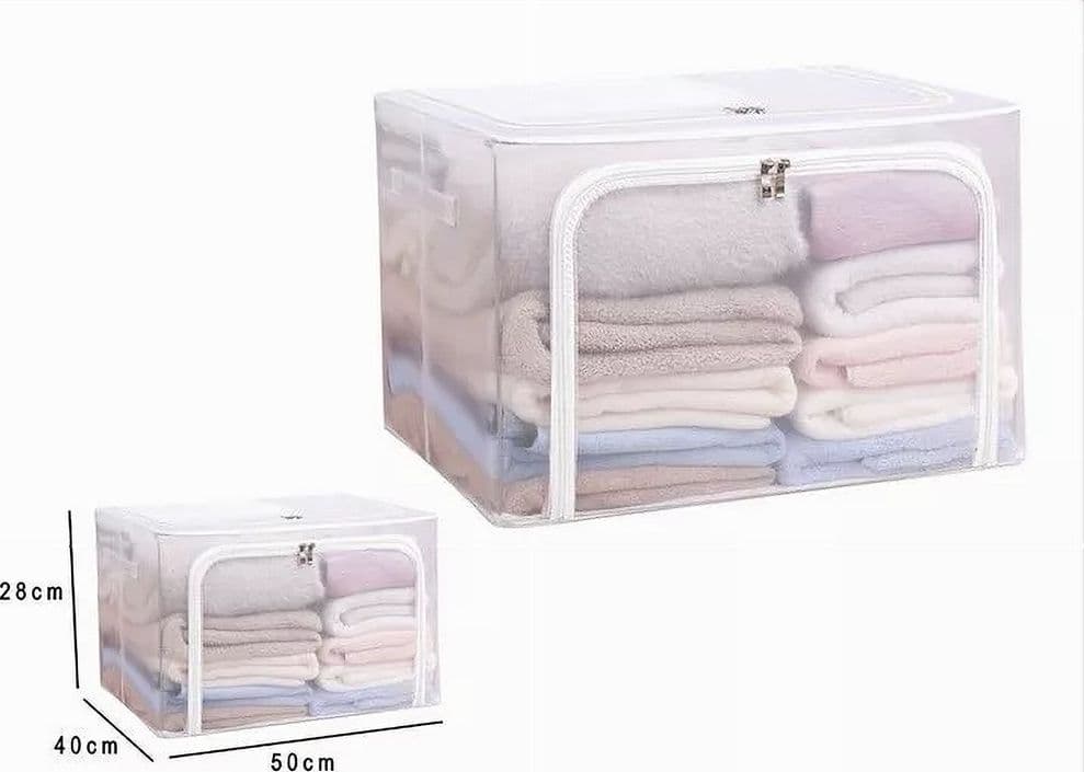 BOX SCATOLA SALVASPAZIO PORTATUTTO VESTITI ARMADIO ORGANIZER 50X40X28 CM 59981 - 2