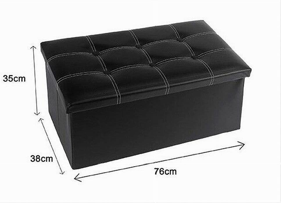 POUFF PUFF POUF CONTENITORE IMBOTTITO PORTAOGGETTI SEDUTA NERO 76X38X35 CM 79431 - 2