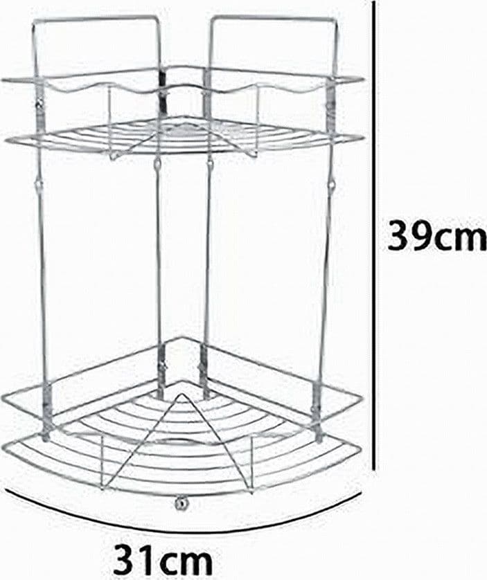 MENSOLA ANGOLARE DOCCIA A 2 RIPIANI PORTAOGGETTI IN METALLO SCAFFALE BAGNO 59259 - 2